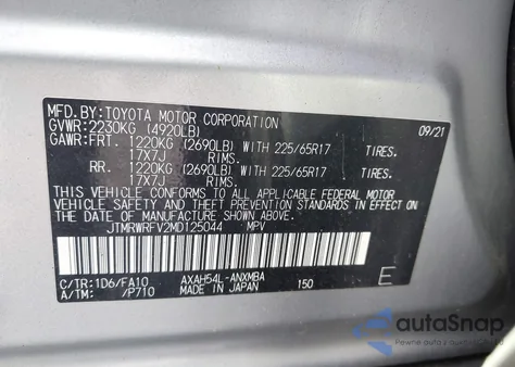 2021 Toyota Rav4 Hybrid Xle z USA, uszkodzony, nr VIN JTMRWRFV2MD125044